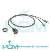 Câble d'extension de montage sur panneau rond à double port, 2-en-1 USB3.1 USB-C USB-A mâle à femelle, câble combiné de montage sur châssis USB-C USB-A