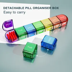 Gujia Desmontable Pharmeasy Medicine Box Pill Case 7 Day Medicine Box Colorful Pill Box Pastilleros Semanales