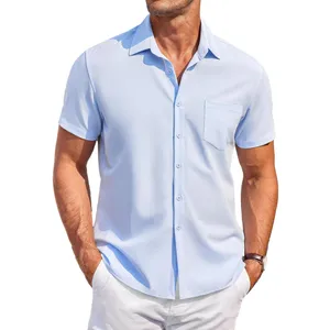 Mens Short Sleeve Shirts Casual Button Down Shirts Summer Beach Shirt Wrinkle Free
