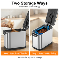 Conteneur de stockage pour aliments pour animaux, nourriture pour chats et graines pour oiseaux, couvercle hermétique sans BPA, bac à nourriture pour animaux en acier inoxydable brossé