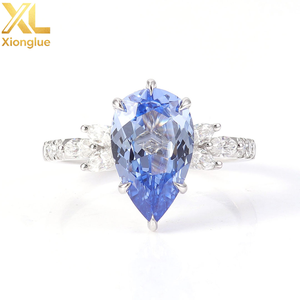 Bague personnalisée élégante en or 18 carats, or massif 14 carats, pierre précieuse de laboratoire, bague de mariage, bijoux fins, saphir de laboratoire taille poire, bague de fiançailles - Product Image 2