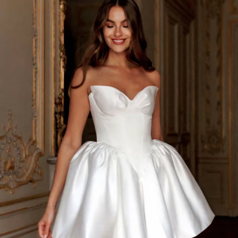 High Quality Mini Short Wedding Dress Bride Tube Top Puffy White Satin Crystal Appliqued Illusion Party Lady Mini Skirt| Alibaba.com High Quality Mini Short Wedding Dress Bride Tube Top Puffy White Satin Crystal Appliqued Illusion Party Lady Mini Skirt| Alibaba.com