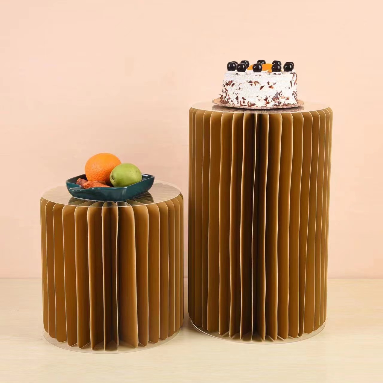New Wedding Decorations Paper Pedstal Foldable Honeycomb Cylinder Display Stand Cake Dessert Table Stands Wedding Flower Stand — view 3