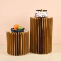 Nouvelles décorations de mariage, piédestal en papier pliable, support de présentation en nid d'abeille cylindrique, support de gâteau, support de table à dessert, support de fleurs de mariage