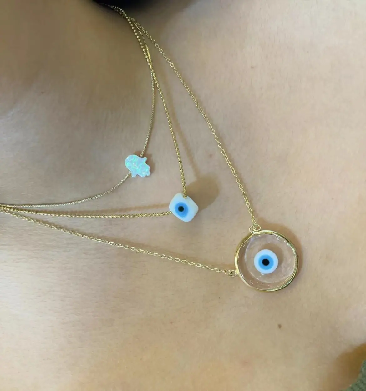 New Eye Design collana con ciondolo in vetro collana con palma opale collana regolabile carina gioielli regalo gioielli per feste