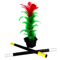 Ensemble de jouets de magie du pouce en plastique de grande taille avec apparence de fleur, provenant d'une baguette dans un pot, magie de rue facile à réaliser