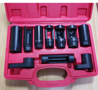 Set Alat Pembuka Sensor Oksigen dengan Soket Offset Drive 3/8'' dan 1/2'' - Termasuk 10 Buah Soket Sensor Oksigen Berbagai Ukuran