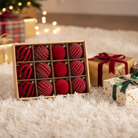 Décorations de Noël de luxe multicolores réutilisables, boules floquées incassables, ornements suspendus