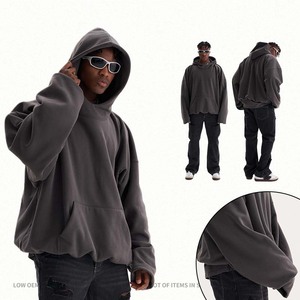 Vêtements pour hommes 340g |   Sweat à capuche épais personnalisé, double couche, doublé polaire, uni, tendance automne/hiver, <span class=keywords><strong>pull</strong></span> à <span class=keywords><strong>col</strong></span> <span class=keywords><strong>roulé</strong></span> pour <span class=keywords><strong>homme</strong></span> - Product Image 1