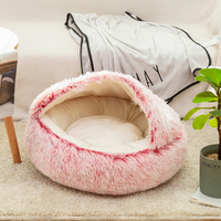 Lit rond Super doux pour animaux de compagnie, grand, lavable, en peluche, niche pour chien et chat, tapis en velours, canapé pour chaton