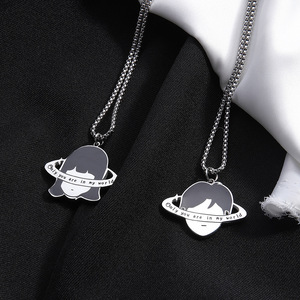 Collares de Acero Inoxidable <span class=keywords><strong>para</strong></span> Parejas, Colgante 'Solo Tú Estás en <span class=keywords><strong>Mi</strong></span> Mundo', Cadena <span class=keywords><strong>para</strong></span> Mujeres y Hombres, Joyería, Regalos <span class=keywords><strong>para</strong></span> Mejores Amigos - Product Image 4