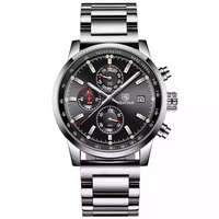 Montre de luxe pour homme Benyar 5102 avec boîte, montre étanche tendance pour homme avec chronographe, date, aiguilles lumineuses, montre-bracelet pour homme