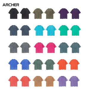 Camiseta Unisex Oversize de Manga Corta, 100% Algodón, 260 g/m², Estilo Americano Vintage, Teñida con Cera, Lavada y Desgastada, Venta al Por Mayor - Product Image 1