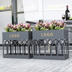 Jardinière moderne en métal avec logo personnalisé, support pour plantes, finition galvanisée, pour usage commercial dans les centres commerciaux - Product Image 5