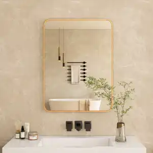 Durable Vintage Aluminum Metal Framed Unique Design Decorative Bathroom Wall Hanging Dressing Make Up Mirror