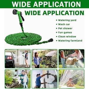 Selang Taman Fleksibel 7 Fungsi yang Dapat Diperpanjang, Tahan Air, Warna Hijau, untuk Mencuci Mobil & Irigasi Kebun, Dilengkapi Gulungan Selang - Product Image 4