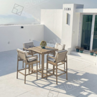 Table d'extérieur en teck Meubles de patio de plage Grande taille 4 places Chaise en bois de teck Ensemble de table à manger