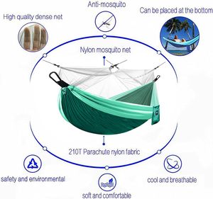 Ngoài trời di động Trọng lượng nhẹ 210t <span class=keywords><strong>Nylon</strong></span> Cây treo võng cắm trại với muỗi <span class=keywords><strong>Net</strong></span> - Product Image 3