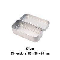 Boîte de rangement en fer blanc personnalisée pour clé USB, écouteurs et pilules, boîte cadeau plate en métal à charnière avec porte-clés OEM