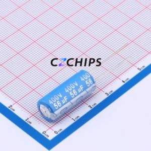 Condensateur électrolytique en aluminium à montage traversant 87EC0502, composant à montage traversant THT, D10xL25mm 56uF 20% 400V 815mA-100kHz - Product Image 1