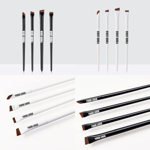 4pcs Blanc Noir Plat Ombre À Paupières Eyeliner Lame Brosse À Sourcils Nylon Angled Maquillage Brosse Ensemble Vegan Single Make Up Pinceaux - Product Image 5