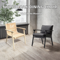 Chaise de salle à manger en chêne massif de style nordique Wabi-Sabi pour la maison moderne et le bureau