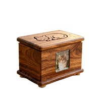 Urna para Mascotas de Madera Maciza con Marco para Fotos, Elegante Caja de Cremación para Cenizas de Gatos, Recuerdo Conmemorativo, Precio de Fábrica, Venta al Por Mayor
