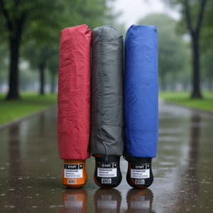 Ombrello BENAT a 8 Stecche in Nylon con Apertura Manuale, Manico in Legno, Protezione da Sole e Pioggia, Design Minimalista - Product Image 2