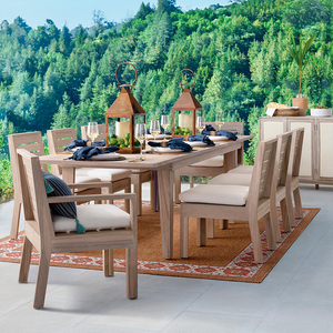Ensemble de salle à manger moderne en bois massif, table et chaises en teck pour l'extérieur, pour hôtels, villas, sous-sols, salles de sport - Product Image 3