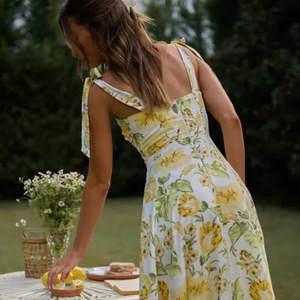 Dongguan usine vente directe spot 2024 printemps et été nouvelle mode tempérament imprimé robe à bretelles robes de filles - Product Image 2