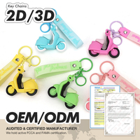 Porte-clés promotionnels en caoutchouc souple personnalisables avec logo, en silicone/PVC 3D, écologiques, pour moto et scooter, MOQ 3000 pièces