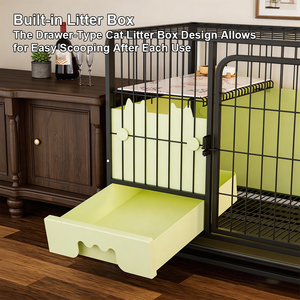 <span class=keywords><strong>Cage</strong></span> anti-éclaboussures pour chat avec bac à litière intégré, villa mobile multi-niveaux pour chat, pour utilisation en intérieur - Product Image 3