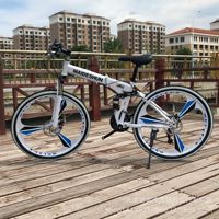 Vélo pliable à prix d'usine, vélo de montagne à double suspension 24/26 pouces, vélo pliable en acier à haute teneur en carbone, roue intégrée