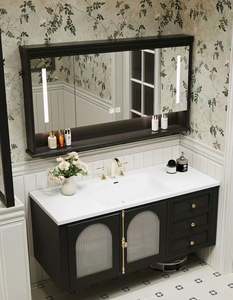 Meuble-lavabo de salle de bain de style rétro français, style rural, luxe léger, imperméable, esthétique - Product Image 3