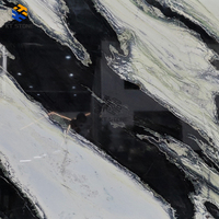Dalle de marbre KT Stone, noir et blanc, veinage ondulé intense, pour panneaux muraux décoratifs de hall haut de gamme