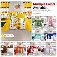 Ensemble de literie en microfibre super douce personnalisé, 8 pièces, taille king, imprimé, avec draps à poches profondes et rideaux assortis, style américain