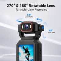 Mini caméra d'action 4K D1 avec objectif rotatif à 270 degrés, WiFi sans fil, caméra sportive portable, enregistreur vidéo extérieur