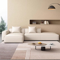Canapé VONLIVA une place pour petits salons, style moderne de luxe léger, en cuir silicone tons crème, minimaliste italien, droit