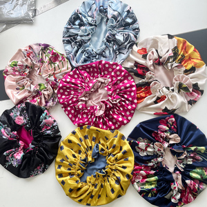 Cappello da Notte in Raso a Doppio Strato Regolabile con Stampa Floreale, 50 Colori, Lussuoso Copricapo in Seta per Donne - Product Image 4