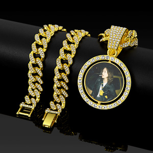 Conjunto de Collar con Colgante de <span class=keywords><strong>Foto</strong></span> para Parejas, Chapado en Oro de 14K, Estilo Moderno para Aniversario, Cadena Cubana con Incrustaciones de Diamantes, Joyerí<span class=keywords><strong>a</strong></span> Hip Hop <span class=keywords><strong>a</strong></span> Juego - Product Image 3