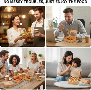Contenedores Desechables de Papel Kraft para Llevar Comida, Cajas de Grado Alimenticio con Ventana para Hamburguesas, Ensaladas y Papas Fritas - Product Image 6