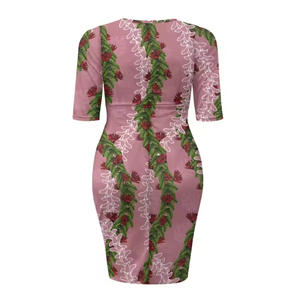 여자의 우아한 Pohutukawa 꽃 인쇄 Bodycon 무도회 원피스 여름 해변 파티 달콤한 스타일 자연 빨 Dropship POD - Product Image 4