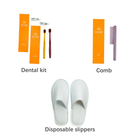 Set de Artículos de Aseo Desechables para Hotel en Bolsa de Plástico con Estampado Naranja, Logotipo de Marca Personalizado, Paquete Individual, Artículos de Aseo para Hostelería