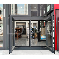 Balcón moderno Nueva moda Hot Break Diseño Piso Techo Gran marco de aluminio negro Rejilla Ventanas abatibles