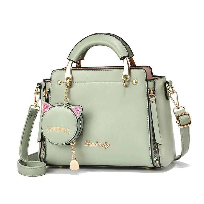 Manufacturer Customized New Model 2023 Green Colour Leather Ladies Printed Hand Bag For Travel