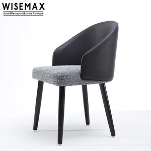 WISEMAX MÖBEL Großhandels hersteller Esszimmer Holzrahmen Stuhl schwarz Leder Stoff Esszimmers tühle für Restaurant