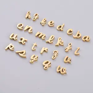 New arrival Small Hole Stainless Steel Beads A-Z 26 Letters Initial Bead For DIY Necklace Bracelets