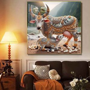 Venta al por mayor de fábrica: Cuadro de porcelana de cristal personalizado con diseño de ganado, vacas y animales, para decoración de sala de estar con LED - Product Image 2