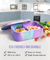 Boîte à lunch en silicone de qualité alimentaire personnalisée en gros avec compartiments, compatible micro-ondes et écologique, boîte bento portable pour enfants