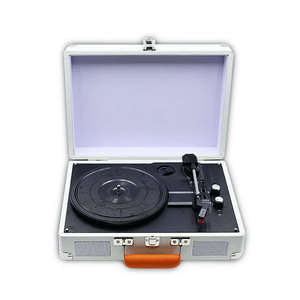 Tocadiscos Portátil Blanco de Vinilo con Maletín, 3 Velocidades, Bluetooth y Altavoces Estéreo, Directo de Fábrica, para Viajes y Decoración del Hogar - Product Image 2
